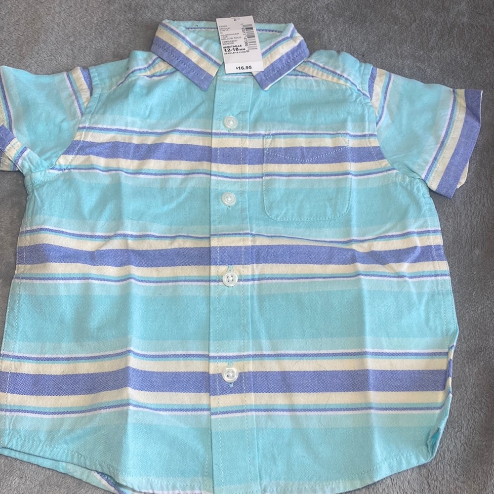 Mellow Aqua Button Down Short sleeve dress shirt